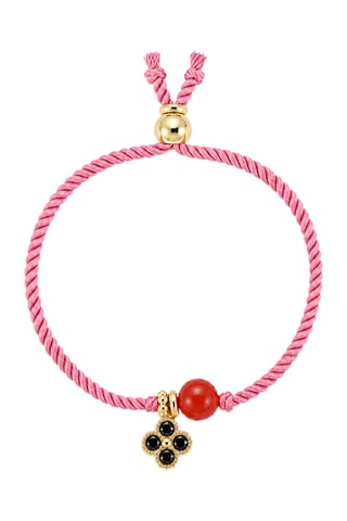Bague Hariel - Fil de soie, corail rouge et or jaune laminé