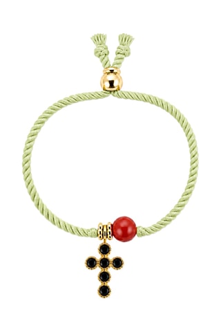Bague Gabriel - Fil de soie, corail rouge et or jaune laminé