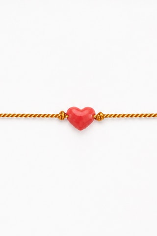 Armband Amore - Gelamineerd Goud, Rood Koraal  en Zijdedraad