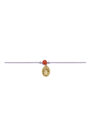 Bracelet Madonne Madonna Vierge - Fil de soie, corail rouge et or jaune laminé