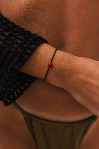 Bracelet Filu Rosso - Fil de soie, corail rouge et or laminé