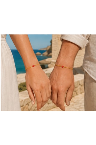 2 Armbanden Duo Couple Amore - Zijdedraad en Gelamineerd Goud