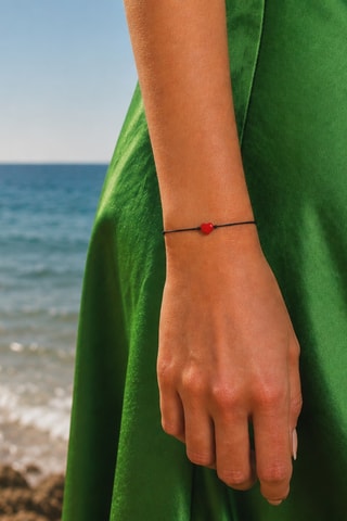 Armband Amore - Gelamineerd Goud, Rood Koraal  en Zijdedraad