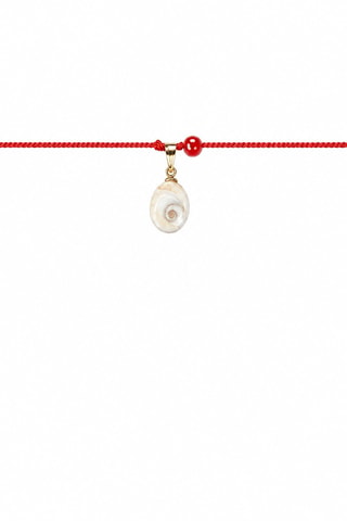 Bracelet Lucia Arinella - Fil de soie, corail rouge et or jaune laminé