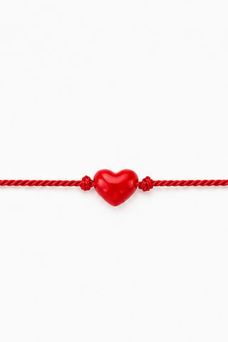 Armband Amore - Gelamineerd Goud, Rood Koraal  en Zijdedraad