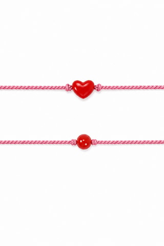 2 Armbanden Duo Couple Amore - Zijdedraad en Gelamineerd Goud