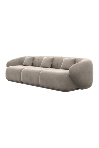 Canapé droit Maitano - Beige foncé - 3 places - Tissu velours