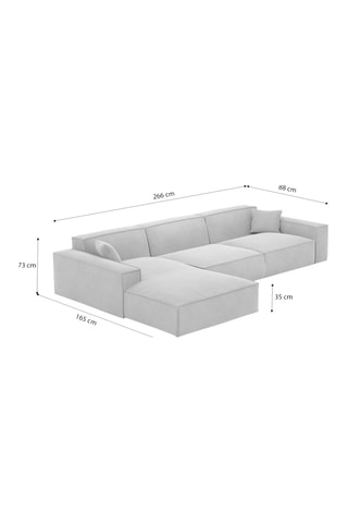 Canapé d'angle gauche Lionel - Beige foncé - 5 places - Tissu toucher velours