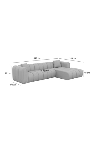 Canapé d'angle droit Luma - Beige - 5 places - Tissu structuré