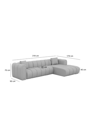 Canapé d'angle droit Luma - Beige foncé - 5 places - Tissu toucher velours
