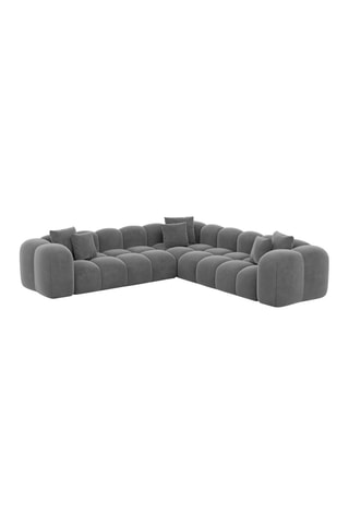 Canapé d'angle Nuvola - Gris foncé - 6 places - Tissu toucher velours