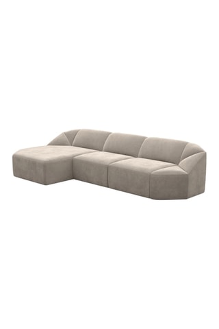 Canapé d'angle gauche Laguna - Beige foncé - 5 places - Toucher velours