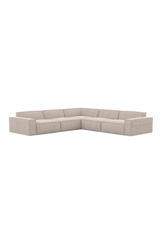 Canapé d’angle Lionel - Beige - 6 places - En tissu structurel