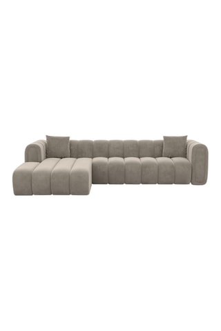 Canapé d'angle gauche Luma - Beige foncé - 5 places - Tissu toucher velours