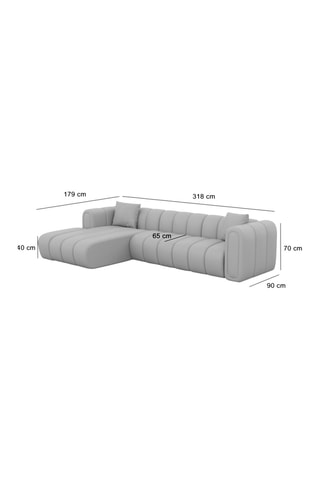 Canapé d'angle gauche Luma - Beige foncé - 5 places - Tissu toucher velours