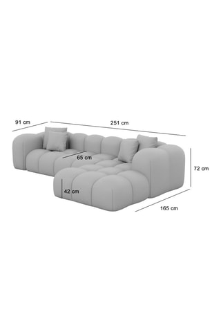 Canapé d'angle droit Nuvola - Gris foncé - 5 places - Tissu toucher velours