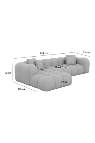 Canapé d'angle gauche Form Nuvola - Beige foncé - 5 places - Tissu toucher velours