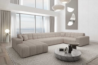 Canapé d'angle droit panoramique Cardano Beige