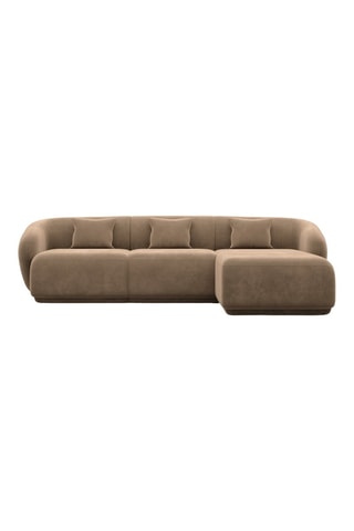 Canapé d'angle droit Maitano - Marron - 5 places - En tissu velours