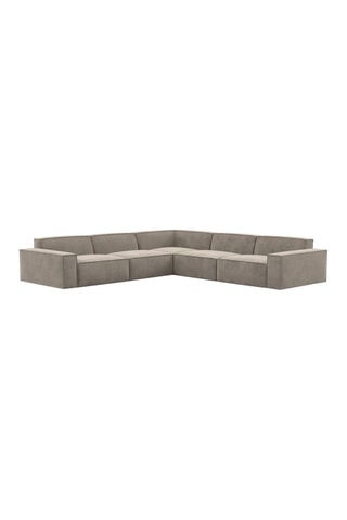 Canapé d'angle Lionel - Beige foncé - 6 places - En tissu toucher velours