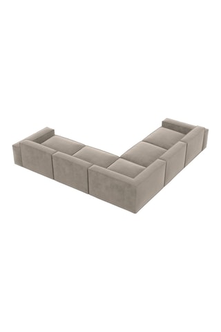 Canapé d'angle Lionel - Beige foncé - 6 places - En tissu toucher velours