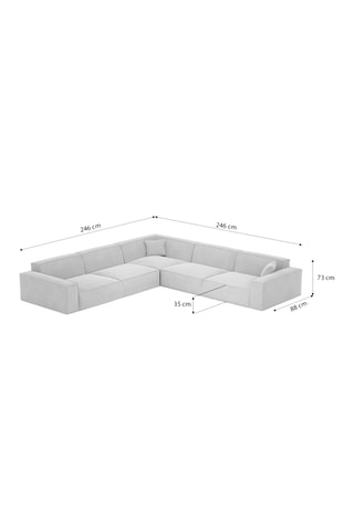 Canapé d'angle Lionel - Beige foncé - 6 places - En tissu toucher velours
