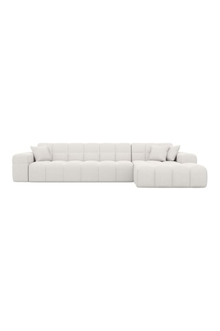 Canapé d'angle droit Cardano - Blanc - 5 places - Tissu structuré