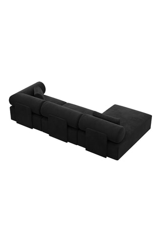 Canapé d'angle gauche Ragusa - Noir - 5 places - Tissu toucher velours