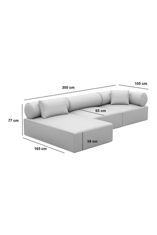 Canapé d'angle gauche Ragusa - Noir - 5 places - Tissu toucher velours