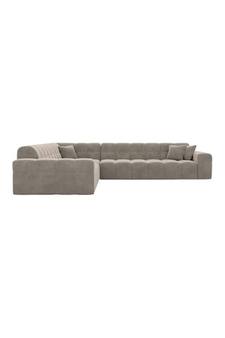 Canapé d'angle Cardano - Beige foncé - 6 places - Tissu toucher velours