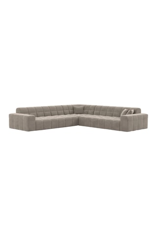 Canapé d'angle Cardano - Beige foncé - 6 places - Tissu toucher velours