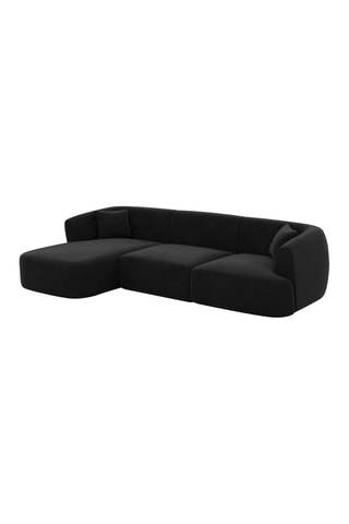 Canapé d'angle gauche Ozura - Noir - 5 places - Tissu toucher velours