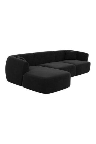 Canapé d'angle gauche Ozura - Noir - 5 places - Tissu toucher velours