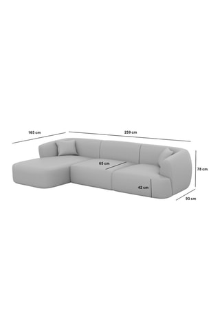 Canapé d'angle gauche Ozura - Noir - 5 places - Tissu toucher velours