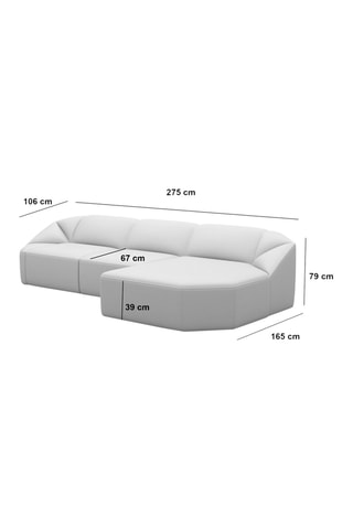 Canapé d'angle droit Laguna - Blanc - 5 places - Tissu bouclette