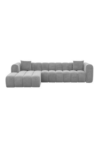 Canapé d'angle gauche Luma - Gris clair - 5 places - Tissu toucher velours