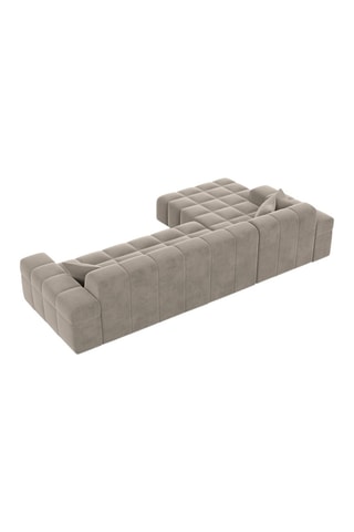 Canapé d'angle gauche Cardano - Beige foncé - 5 places - Tissu toucher velours