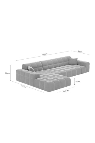 Canapé d'angle gauche Cardano - Beige foncé - 5 places - Tissu toucher velours