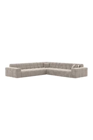 Canapé d'angle Cardano - Sable - 6 places - Tissu toucher velours