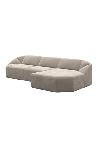 Canapé d'angle droit Laguna - Beige foncé - 5 places - Tissu toucher velours