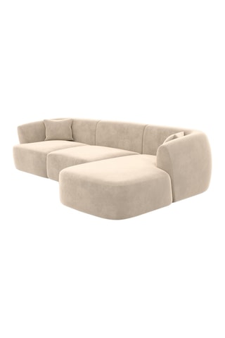 Canapé d'angle droit Form Ozura - Crème - 5 places - Tissu toucher velours