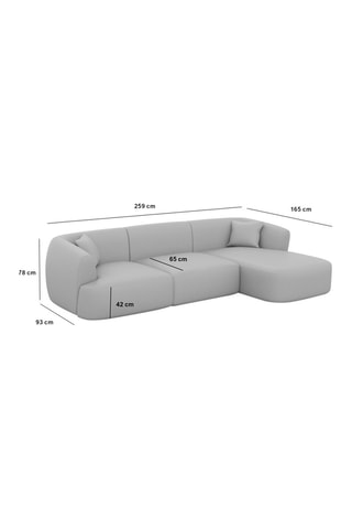 Canapé d'angle droit Form Ozura - Crème - 5 places - Tissu toucher velours