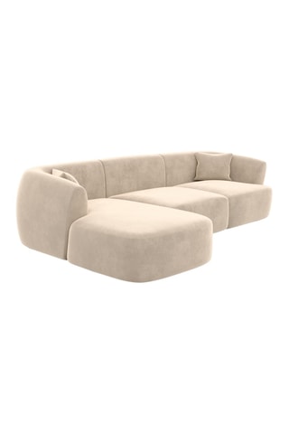 Canapé d'angle gauche Form Ozura - Crème - 5 places - Tissu toucher velours