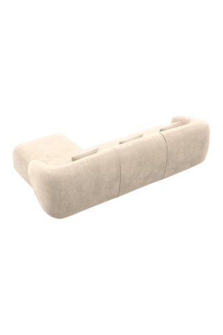 Canapé d'angle droit Maitano - Crème - 5 places - Tissu toucher velours