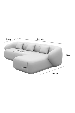 Canapé d'angle droit Maitano - Crème - 5 places - Tissu toucher velours
