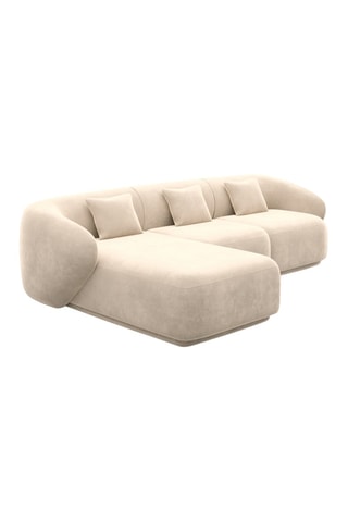 Canapé d'angle gauche Maitano - Crème - 5 places - Tissu toucher velours