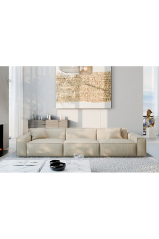 Canapé Lionel - Beige - 4 places - En cuir grainé