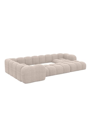 Canapé d'angle droit panoramique convertible Nuvola - Beige - 7 places - En tissu structuré