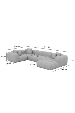 Canapé d'angle droit panoramique convertible Nuvola - Beige - 7 places - En tissu structuré