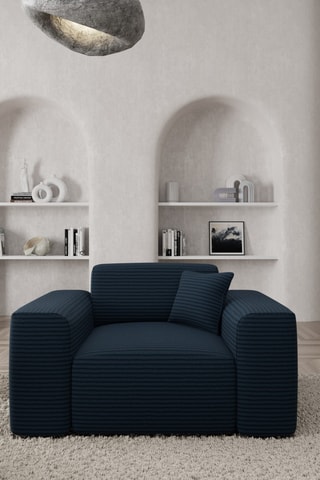Fauteuil - Bleu marine - En tissu velours côtelé